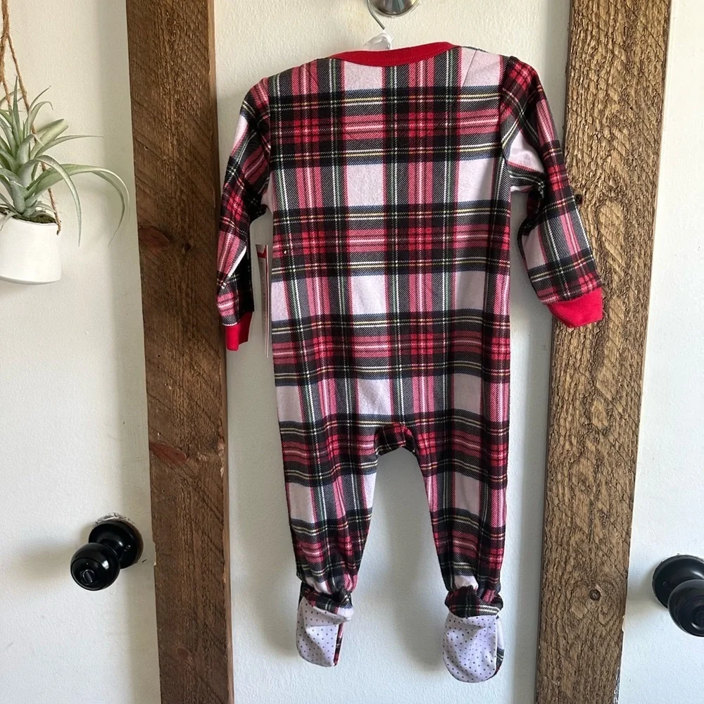 New Macys Flannel Plaid Pajamas Footies Baby 12 months  New with tags